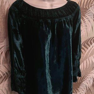 Suzanne Somers Collection Green Velvet Tunic Top ~ Ladies Size Medium
